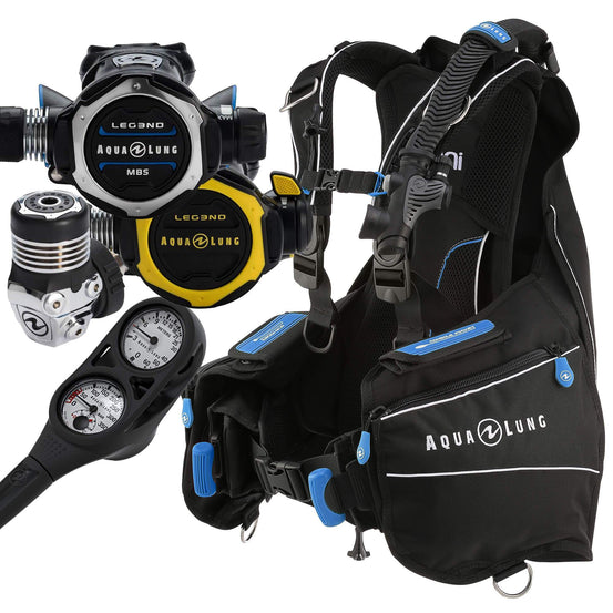 Aqua Lung Leg3nd MBS and Omni Package With Free Gauge | Blue | Mike's Dive Store