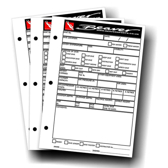 Beaver Dive Folder Log Book Inserts 50 Sheets - Mike's Dive Store