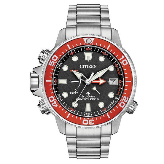 Citizen Eco-Drive Promaster Aqualand Grey Red Dive Watch - Mike's Dive Store