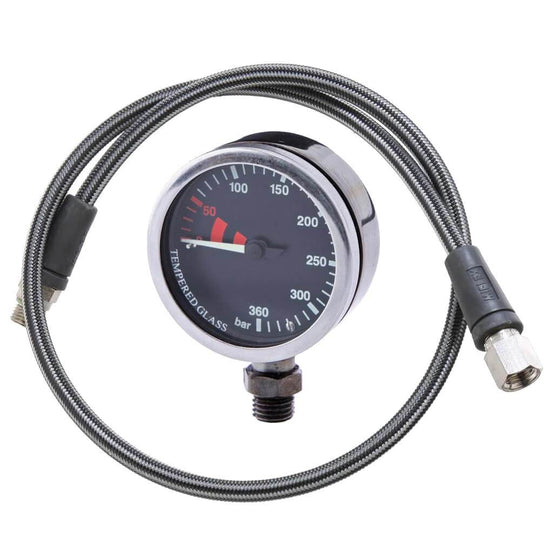 Miflex 52mm Black Faced Tech Gauge & 75cm HP Hose - Mike's Dive Store