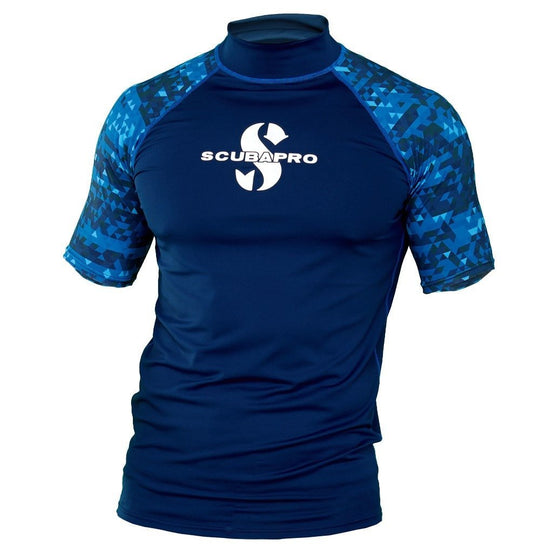 Scubapro UPF 50 Short Sleeve Men's Rash Guard - Blue - Mike's Dive Store