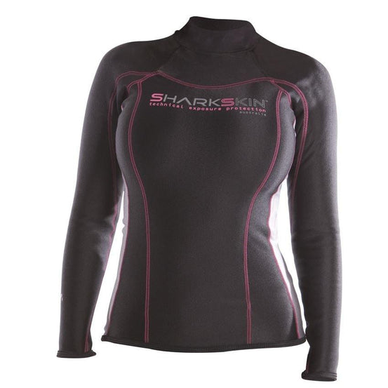 Sharkskin Chillproof Long Sleeve - LadiesBlack/Silver XXS - Mike's Dive Store