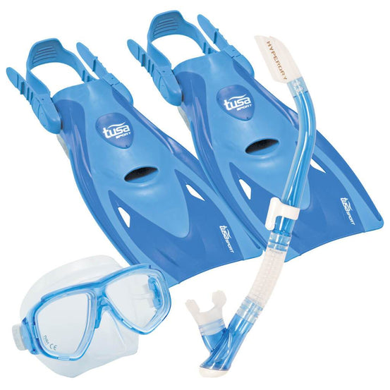 Tusa Splendive Mask, Snorkel and Fin Set - Blue - Mike's Dive Store