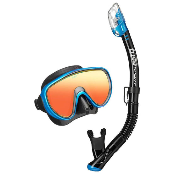Tusa Serene Mirrored Mask and Snorkel Set - Fishtail Blue - Mike's Dive Store