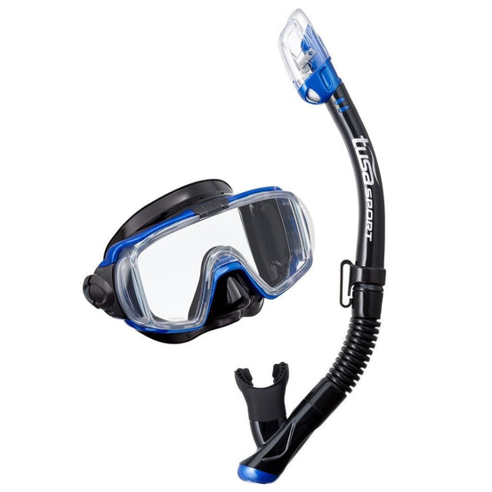 Tusa Visio Tri-Ex Mask and Snorkel Set - Blue / Black - Mike's Dive Store